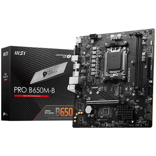 MSI Desktop PRO B650M-B (AM5, 2x DDR5, 1xHDMI, 1x VGA, 1x PCI-E x16, 1x PCI-E x1 - PRO_B650M-B