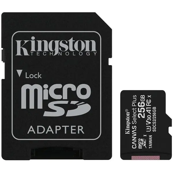 Kingston 256GB microSDXC Canvas Select Plus 100R A1 C10 Card + ADP EAN: 740617298710 - SDCS2/256GB