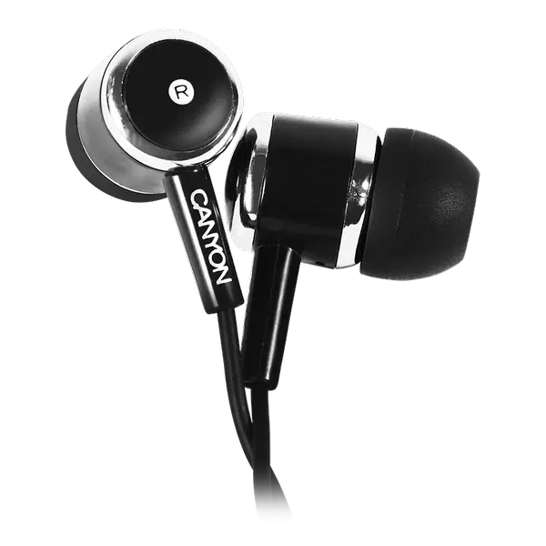 CANYON Stereo earphones with microphone, Black - CNE-CEPM01B