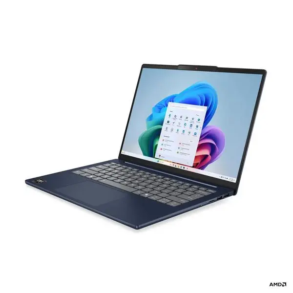 Лаптоп Lenovo IdeaPad Slim 5 14AKP10 (83HX002XRM)(син), осемядрен AMD Ryzen AI 7 350 2.0/5.0GHz, 14" (35.56cm) WUXGA OLED 400nits Glossy Display, (HDMI), 32GB DDR5, 1TB SSD NVMe, 2x USB 3.2 Gen 2 Type-C, No OS