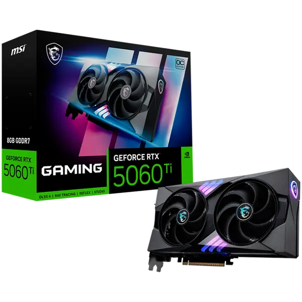 MSI Video Card Nvidia GeForce RTX 5060 Ti 8G GAMING OC, 8GB GDDR7, 128bit, Effective Memory Clock: 28000MHz, Boost: 2647 MHz, 4608 CUDA Cores, PCIe 5.0 - RTX_5060_TI_8G_GAMING_OC