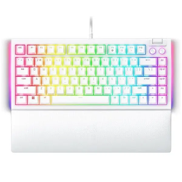 Razer BlackWidow V4 75% White, Gaming Keyboard, US Layout, Hot-swappable Design, Compact 75% Layout with Aluminum Case - RZ03-05001700-R3M1