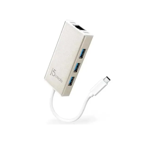 Хъб 3-портов J5create JCH471, USB-C 3.1, USB-A 3.0, Gigabit Ethernet - J5-JCH471