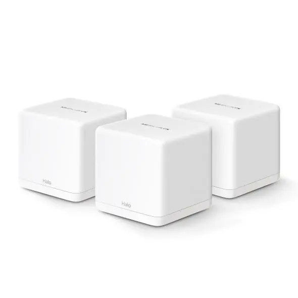 Безжична Wi-Fi 6 Mesh система Mercusys, 1500Mbps, 2.4GHz (300Mbps)/ 5GHz (1201Mbps), Wireless AX, 3x WAN/LAN 10/100/1000Mbps, 2x LAN 10/100/1000,  Halo H60X(3-pack) AX1500