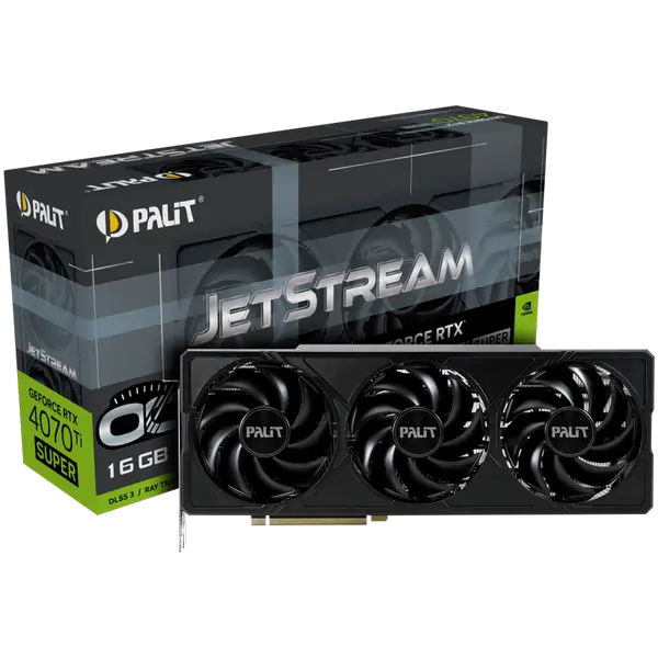 Palit RTX 4070Ti Super JetStream OC 16GB GDDR6X, 256 bit, 1x HDMI 2.1a, 3x DP 1.4a, 3 Fan, 1x 16-pin power connector, recommended PSU 750W, - 4710562244427_3Y
