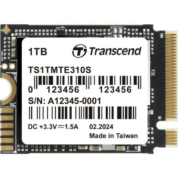 Transcend 1TB, M.2 2230, PCIe Gen4x4, NVMe, 3D TLC, DRAM-less - TS1TMTE310S - (P)