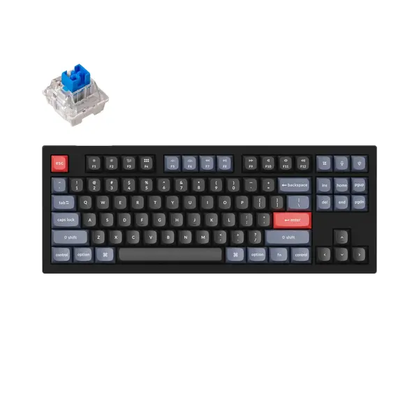 Геймърска Механична клавиатура Keychron V3 QMK TKL Carbon Black, Keychron K Pro Blue Switch, RGB Backlight - KEYCHRON-KEY-V3-B2