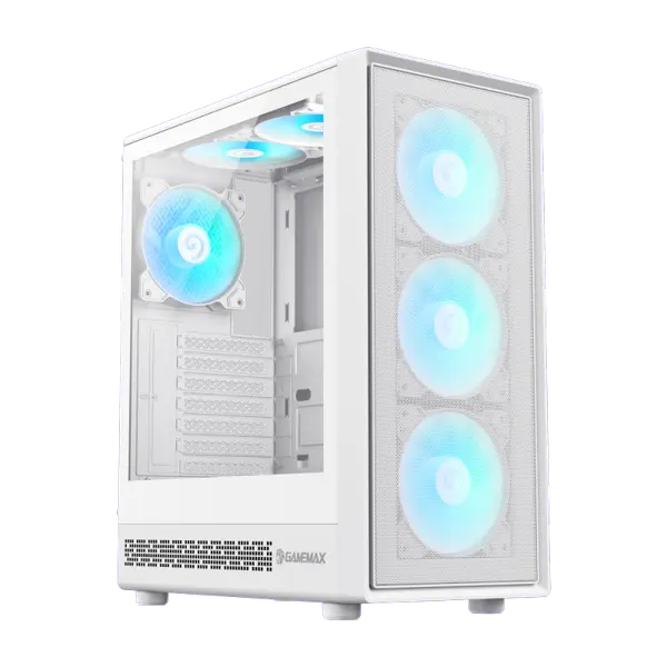GameMax Computer Case Storm 2 White, Storm 2 AW ATX Mid Tower PC Case, offering ample room