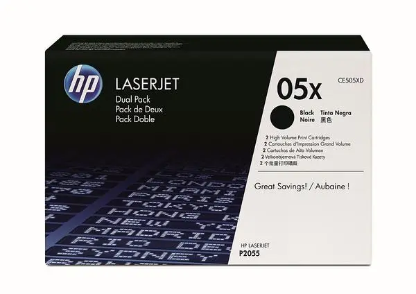 HP 05X Black Dual Pack LaserJet Toner Cartridges - CE505XD