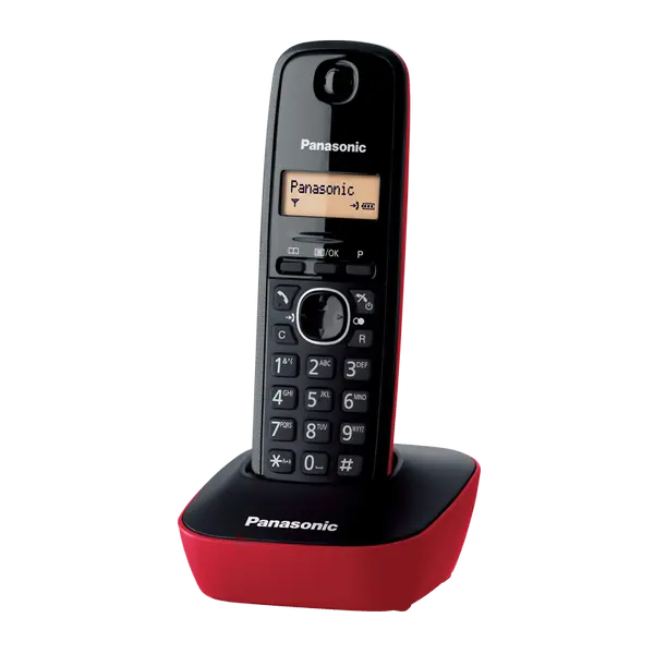 Безжичен DECT телефон Panasonic KX-TG1611 - червен