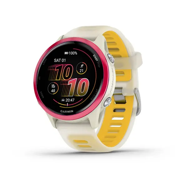 Garmin Forerunner 570 - 42мм - Forerunner 570 - 42мм - Raspberry Aluminium с Translucent Bone/Mango каишка - 010-02970-02