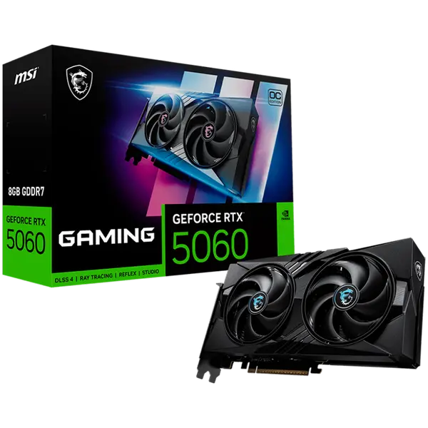 MSI Video Card NVIDIA GeForce RTX 5060 8G GAMING OC, 8GB GDDR7, 128-bit, 2640 MHz Boost, 3840 CUDA Cores, PCIe 5.0 (x8), 3x DP 2.1b, HDMI 2.1b, RAY TRACING - RTX_5060_8G_GAMING_OC