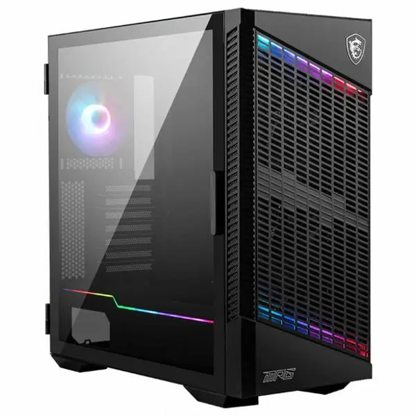 Кутия MSI MPG VELOX 100P AIRFLOW, ATX/Micro-ATX/Mini-ITX, 1x USB 3.2 Gen 2x2 Type-C, 2x USB 3.2 Gen 1 Type-A, прозорец, 4x вентилатора, черна, без захранване