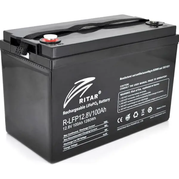 Литиево йонни батерии LFP12.8V100AH  12V / 100Ah -330/ 172 /214 mm  F12/M8  RITAR - RITAR-LFP-12.8V-100AH