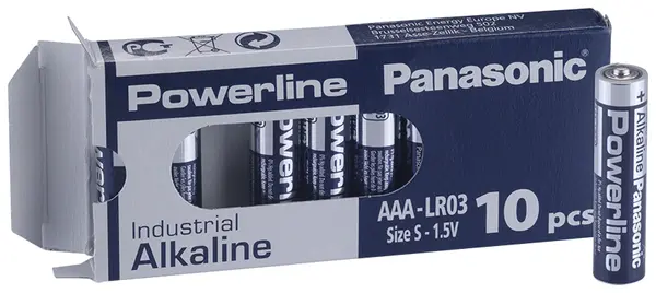 Алкални батерии индустриални LR03 AAA 1,5V 10PK INDUSTRIAL Powerline  PANASONIC - PAN-BA-LR03-10PK-IND