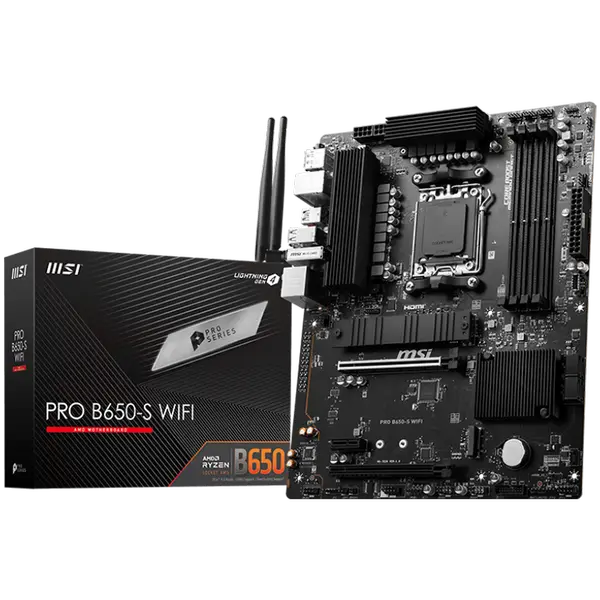 MSI PRO B650-S WIFI,ATX, Socket AM5,AMD B650 Chipset,4 DIMMs,Dual Channel DDR5 up to 7200+(OC)MHz - PRO_B650-S_WIFI