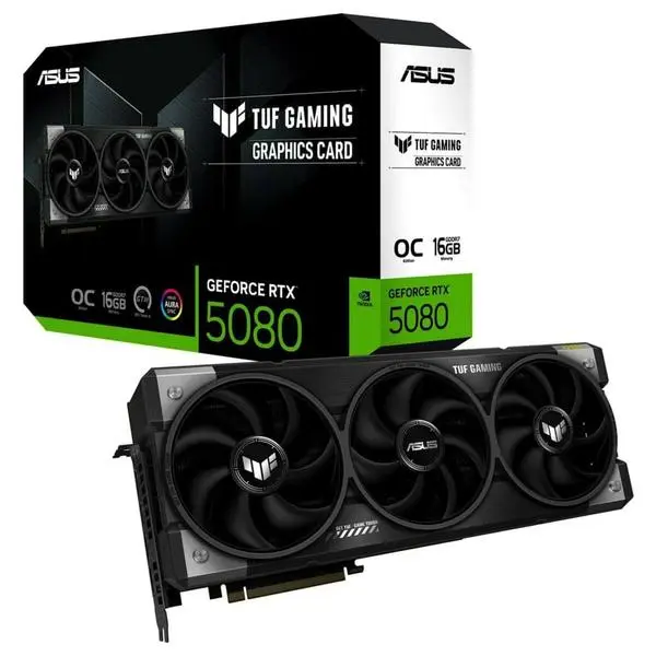 Видео карта Nvidia GF RTX 5080, 16GB, Asus TUF Gaming, OC, PCI-E 5.0, GDDR7, 256-bit, DisplayPort, HDMI, 90YV0M30-M0NA00