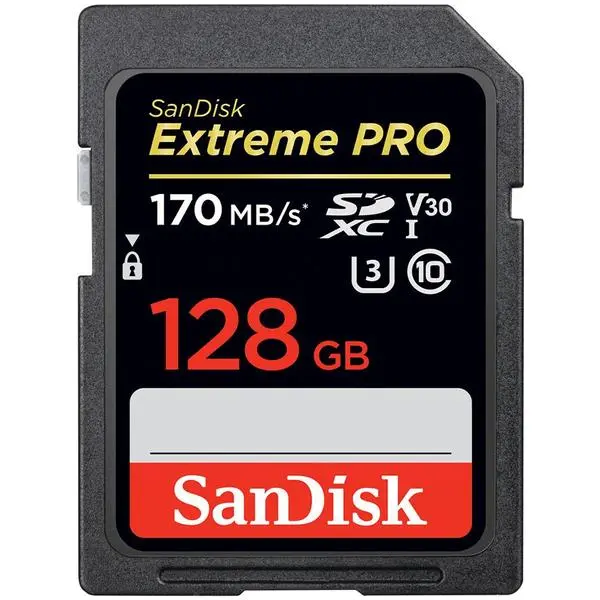 SanDisk Extreme Pro SDXC Card 128GB - 170MB/s V30 UHS-I U3; EAN: 619659170325 - SDSDXXY-128G-GN4IN