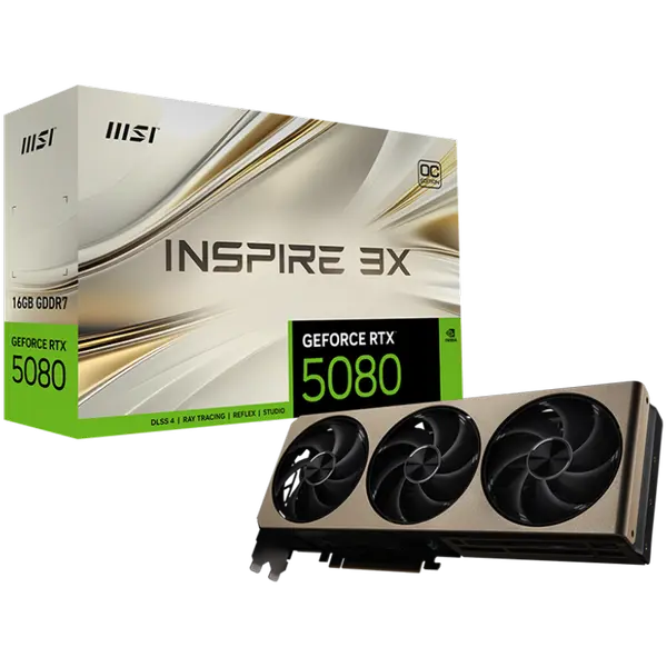 MSI Video Card Nvidia GeForce RTX 5080 16G INSPIRE 3X OC, 16GB GDDR7, 256bit, Effective Memory Clock: 30000MHz, Boost: 2640 MHz, 10752 CUDA Cores, PCIe 5.0 - RTX_5080_16G_INSPIRE_3X_OC