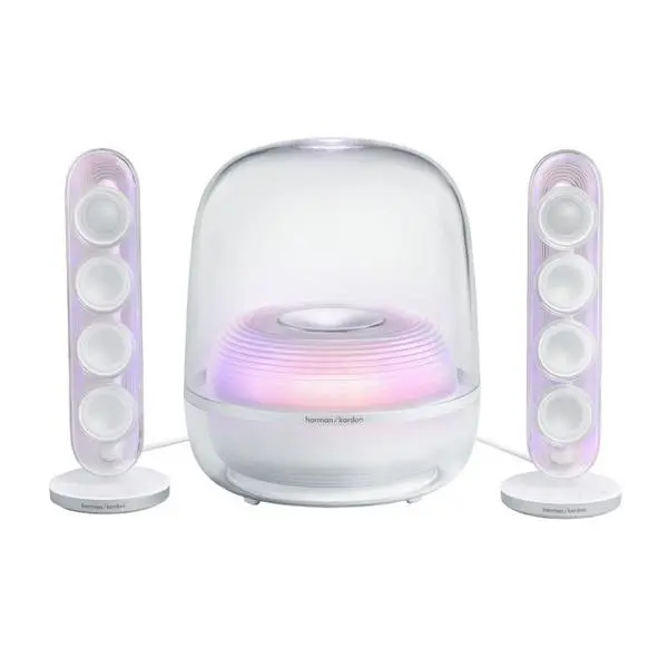 Тонколони Harman Kardon SoundSticks 5, 2.1, 190W RMS, Bluetooth, HDMI, USB-C, бели, подсветка