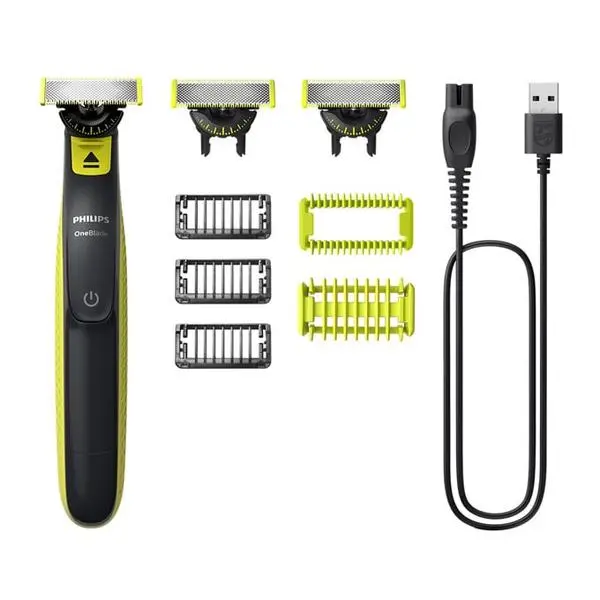 Тример Philips OneBlade 360 (QP2824/31), технология за следване на контурите, водоустойчив, до 45 минути време на работа, сив