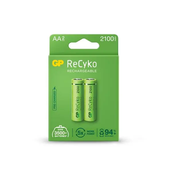 Акумулаторна Батерия GP R6 AA 2100mAh RECYKO 210AAHCE-EB2 NiMH 2 бр. в опаковка GP - GP-BR-210AAHCE-EB2