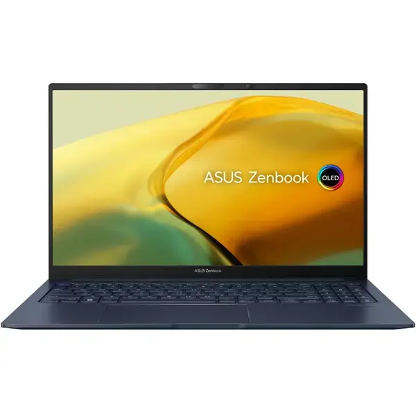 Asus Zenbook 15 UM3504DA-MA211 (90NB1161-M00L20)(син), шестядрен AMD Ryzen 5 7535U 2.9/4.55GHz, 15.6" (39.62cm) 2.8K OLED Glare дисплей, (HDMI), 16GB LPDDR5, 512GB SSD NVMe, 1x USB4, 1x USB 3.2 Gen 2 Type-C, No OS, 1.4kg