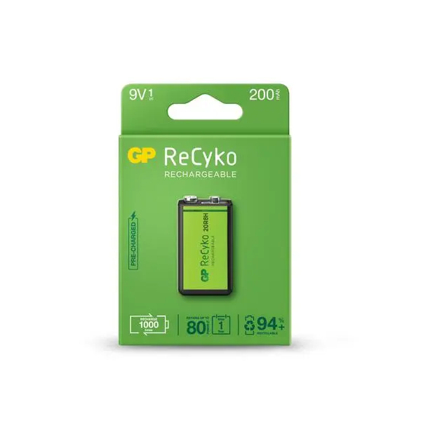 Акумулаторна Батерия GP R22 8.4V 200mAh RECYKO 20R8HN-GB1 NiMH 1бр. в опаковка GP - GP-BR-20R8HN-GB1