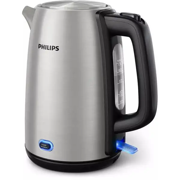 Електрическа кана Philips Viva Collection HD9353/90, вместимост 1.7л, капак с пружина, светлинен индикатор, 2060 W, инокс
