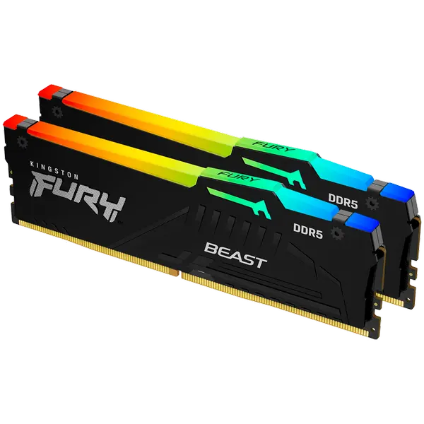 Kingston 64GB 5600MT/s DDR5 CL36 DIMM (Kit of 2) FURY Beast RGB - KF556C36BBE2AK2-64