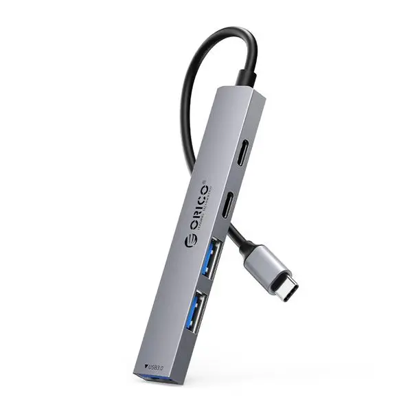 Orico Orico хъб HUB USB-C 5 port USB3.0 x 1, USB2.0 x 2, USB-C x 2, Aluminium YSB4-U2-GY - YSB4-U2-GY-BP