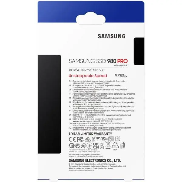 SSD 2TB Samsung M.2 PCI-E NVMe Gen4 980 PRO радиатор -  (A)   - MZ-V8P2T0CW (8 дни доставкa)