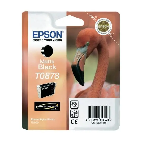 Epson T0878 Matte Black Ink Cartridge - Retail Pack (untagged) for Stylus Photo R1900 - C13T08784010