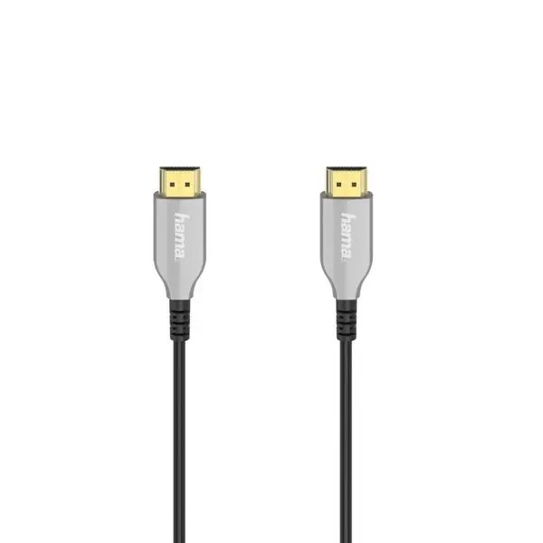 Оптичен активен кабел HAMA Optical, HDMI мъжко - HDMI мъжко, Ethernet, 18 Gbit/s, 15м, Позл.конектори, Черен - HAMA-205275