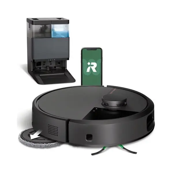 Прахосмукачка iRobot Roomba Plus 505, робот, 4 режима, ClearView Pro LiDAR навигация, самопочистваща се докинг станция, PrecisionVision AI технология, черна