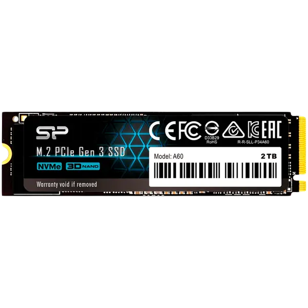 Silicon Power Ace - A60 2TB SSD PCIe Gen 3x4 PCIe Gen3 x 4 & NVMe 1.3, SLC Cache, HMB - Max 2200/1600 MB/s, EAN: 4713436129899 - SP002TBP34A60M28