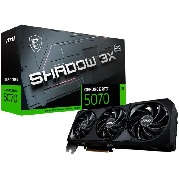 MSI Video Card Nvidia GeForce RTX 5070 12G SHADOW 3X OC, 12GB GDDR7, 192bit, Effective Memory Clock: 28000MHz, Boost: 2542 MHz, 6144 CUDA Cores, PCIe 5.0 - RTX_5070_12G_SHADOW_3X_OC