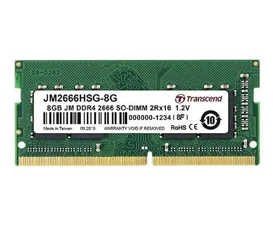 Transcend 8GB JM DDR4 2666Mhz SO-DIMM 1Rx16 1Gx16 CL19 1.2V - JM2666HSG-8G