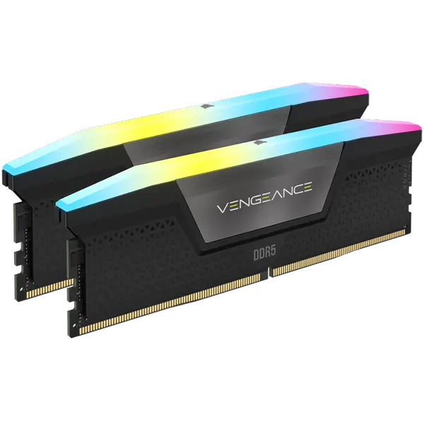 Corsair DDR5, 5600MT/s 64GB 2x32GB DIMM, Unbuffered, 40-40-40-77, Std PMIC, XMP 3.0, VENGEANCE RGB DDR5 Black Heatspreader, Black PCB, 1.25V EAN: 0840006679660 - CMH64GX5M2B5600C40