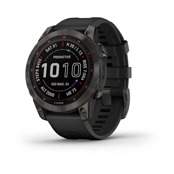 Garmin fenix 7 - fenix 7 Sapphire Solar - Carbon Gray DLC Titanium с Black каишка - 010-02540-21