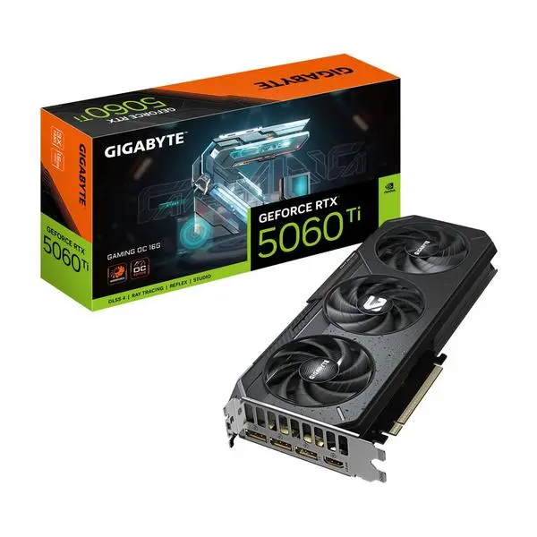 Видео карта Nvidia GF RTX 5060 Ti, 16GB, Gigabyte Gaming, OC, PCI-E 5.0, GDDR7, 128-bit, DisplayPort, HDMI, GV-N506TGAMING OC-16GD