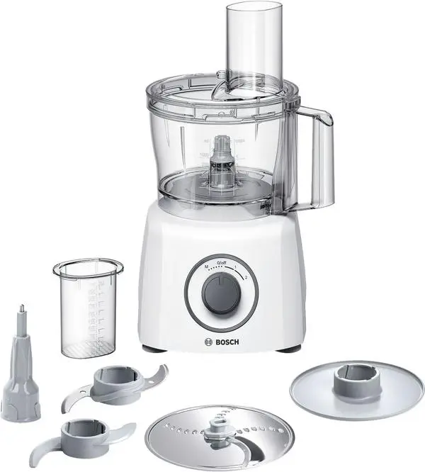 Bosch MCM3100W, Kitchen machine, MultiTalent 3, 800 W, BPA, plastic bowl 2.3 l , Double-sided stainless steel disc for cutting and shredding, Dough attachment, white - MCM3100W