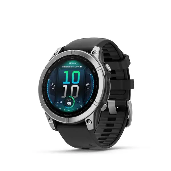 Garmin FENIX E - fenix E - 47 мм, AMOLED - Stainless Steel с Black силиконова каишка - 010-03025-00