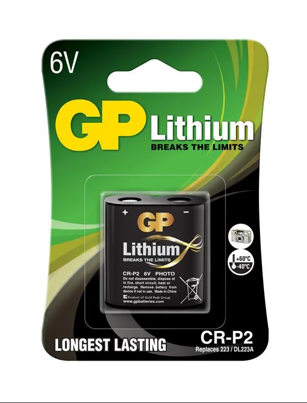 диаметър ото литиева батерия GP CR-P2, 6V - GP-BL-CRP2-U1