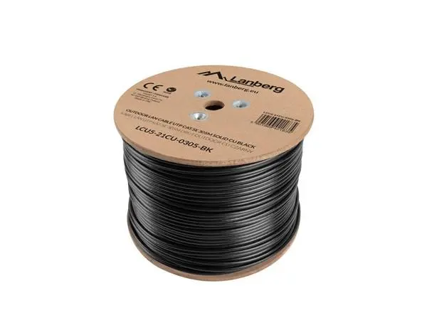 Lanberg LAN cable UTP Cat.5e 305m Outdoor Solid CU Fluke Passed, black - LCU5-21CU-0305-BK