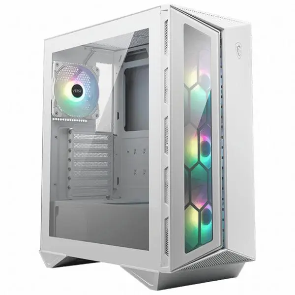 Кутия MSI MPG GUNGNIR 110R, ATX/Micro-ATX/Mini-ITX, 1x USB 3.2 Gen 2x2 Type-C, 2x USB 3.2 Gen 1 Type-A, прозорец, 4x ARGB вентилатора, бяла