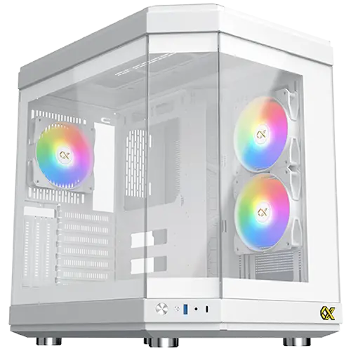 Xigmatek CUBI Arctic EN41983 White, E-ATX/ATX/M-ATX/MINI ITX, USB-C X 1,HD AUDIO, 3PCS TG, - CUBI_ARCTIC