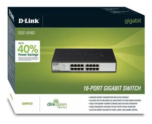 D-Link DGS-1016D 16-Port 10/100/1000Mbps Switch