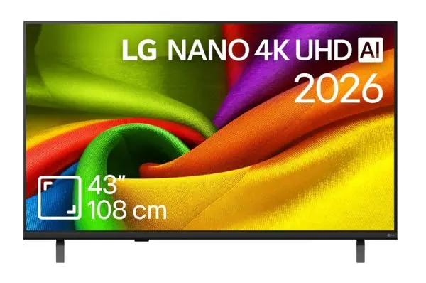 LG  43" 4K HDR UHD, 3840x2160, DVB-T2/C/S2, AI Alpha 7, HDR 10, webOS 26, ThinQ AI, VRR, ALLM, HGiG, WiFi - 43NU8E0B3LA