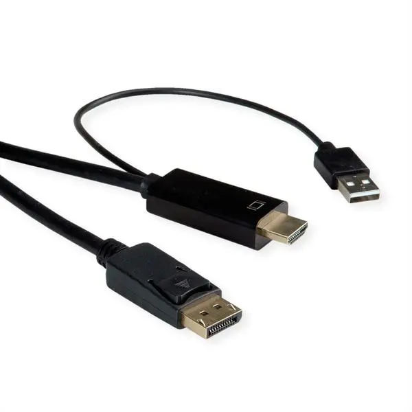 ROLINE HDMI към DisplayPort v1.2 кабел, активен, M/М, 2 м - 11.04.5992